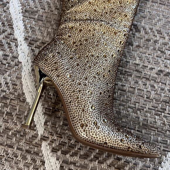 INC International Concepts Saveria Gold Bling Boots Sz 5M - Picture 4 of 7